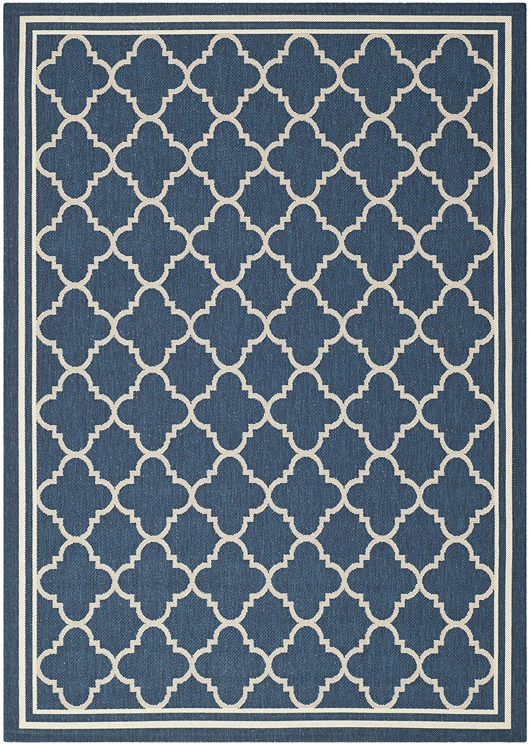 Safavieh Courtyard Collection 6'7' X 9'6' Navy/Beige Cy6918 Trellis Indoor/ Outdoor Waterproof Easy Cleaning Patio Backyard Ar