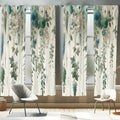Ambesonne Sage Green Window Curtains Pack Of 2, Muted Colors Fantasy Forest Leaves And Wildflowers On Beige Tone Back, Lightweig
