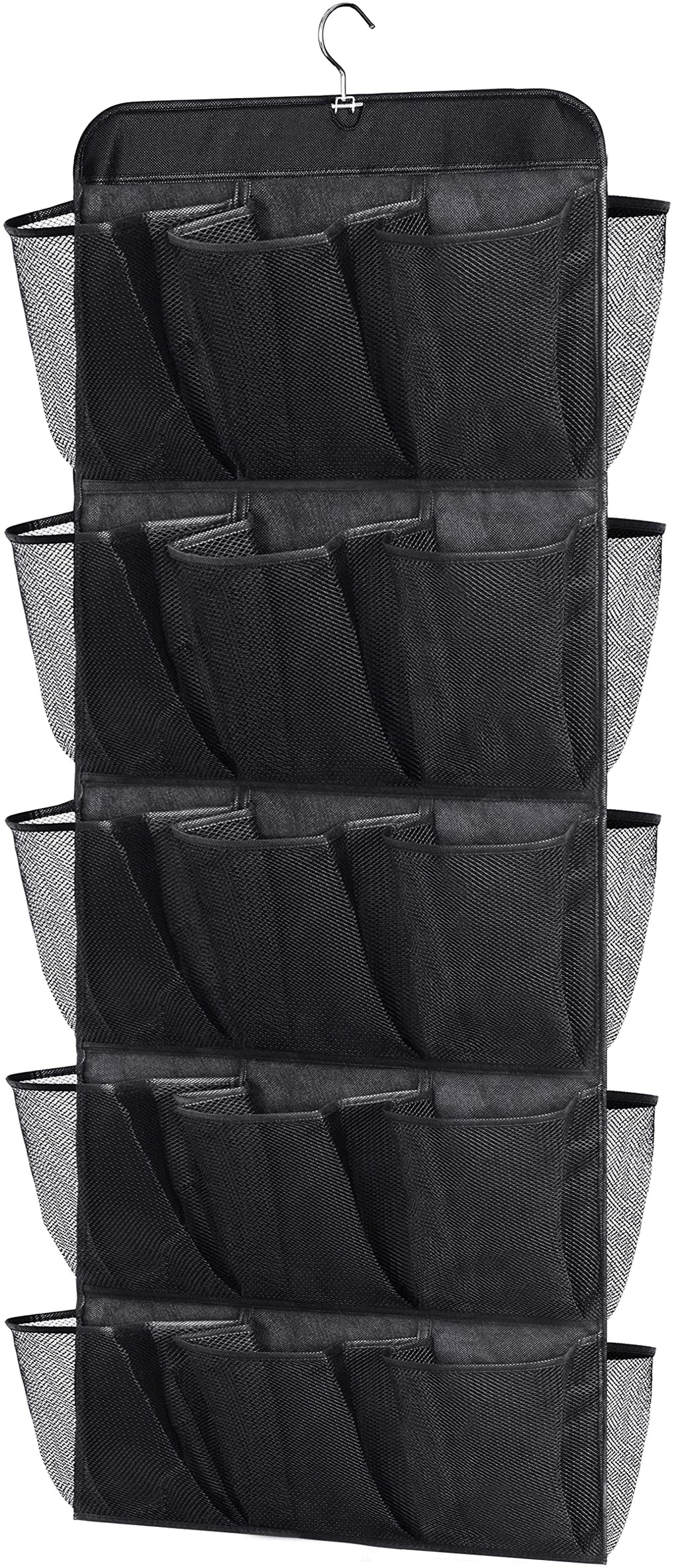 Misslo 30 Large Pockets Dual Sided Hanging Shoe Rack For Closet Organizer With Rotating Hanger Hanging Shoe Shelves, Black