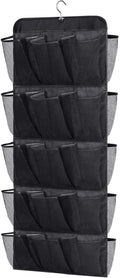 Misslo 30 Large Pockets Dual Sided Hanging Shoe Rack For Closet Organizer With Rotating Hanger Hanging Shoe Shelves, Black