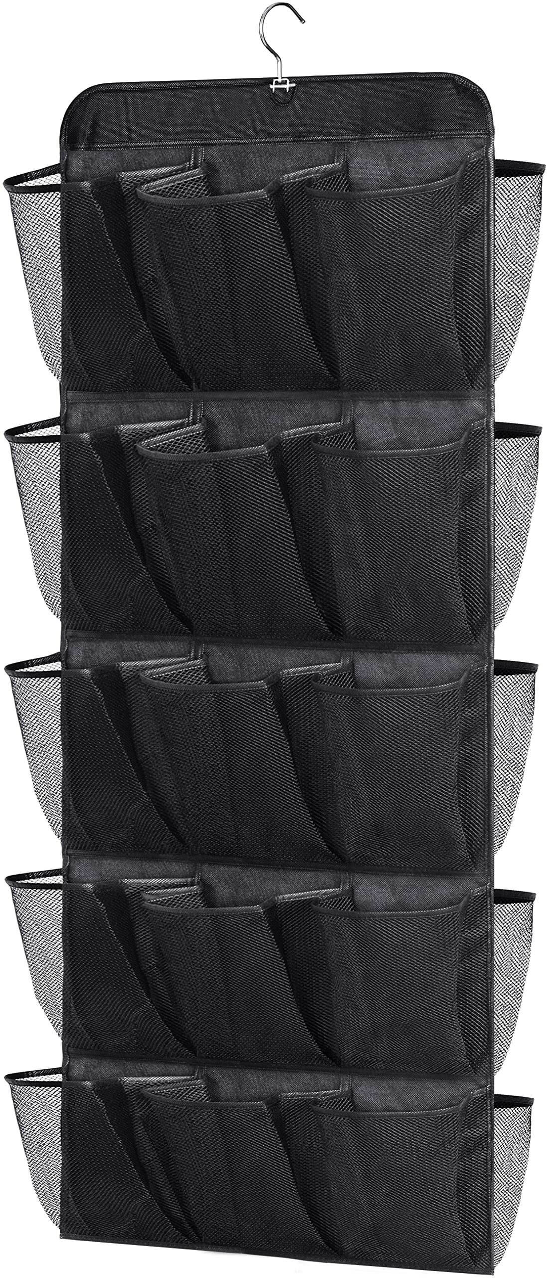 Misslo 30 Large Pockets Dual Sided Hanging Shoe Rack For Closet Organizer With Rotating Hanger Hanging Shoe Shelves, Black