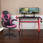 Flash Furniture Red Gaming Desk and Chair Set, Pink
