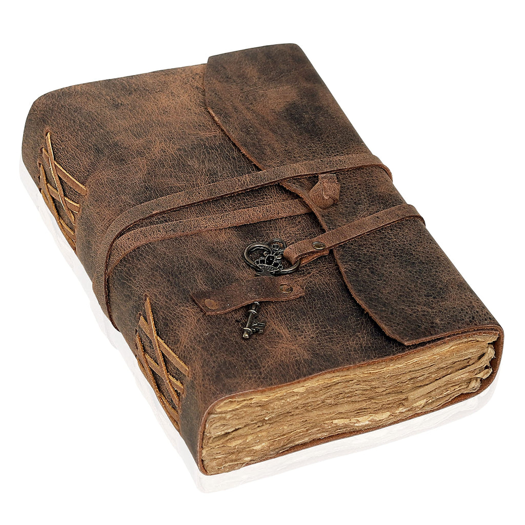 Vintage Leather Journal - Antique Handmade Leather Bound Journal With Deckle Edge Paper For Men And Women Diary - Leather Sketch