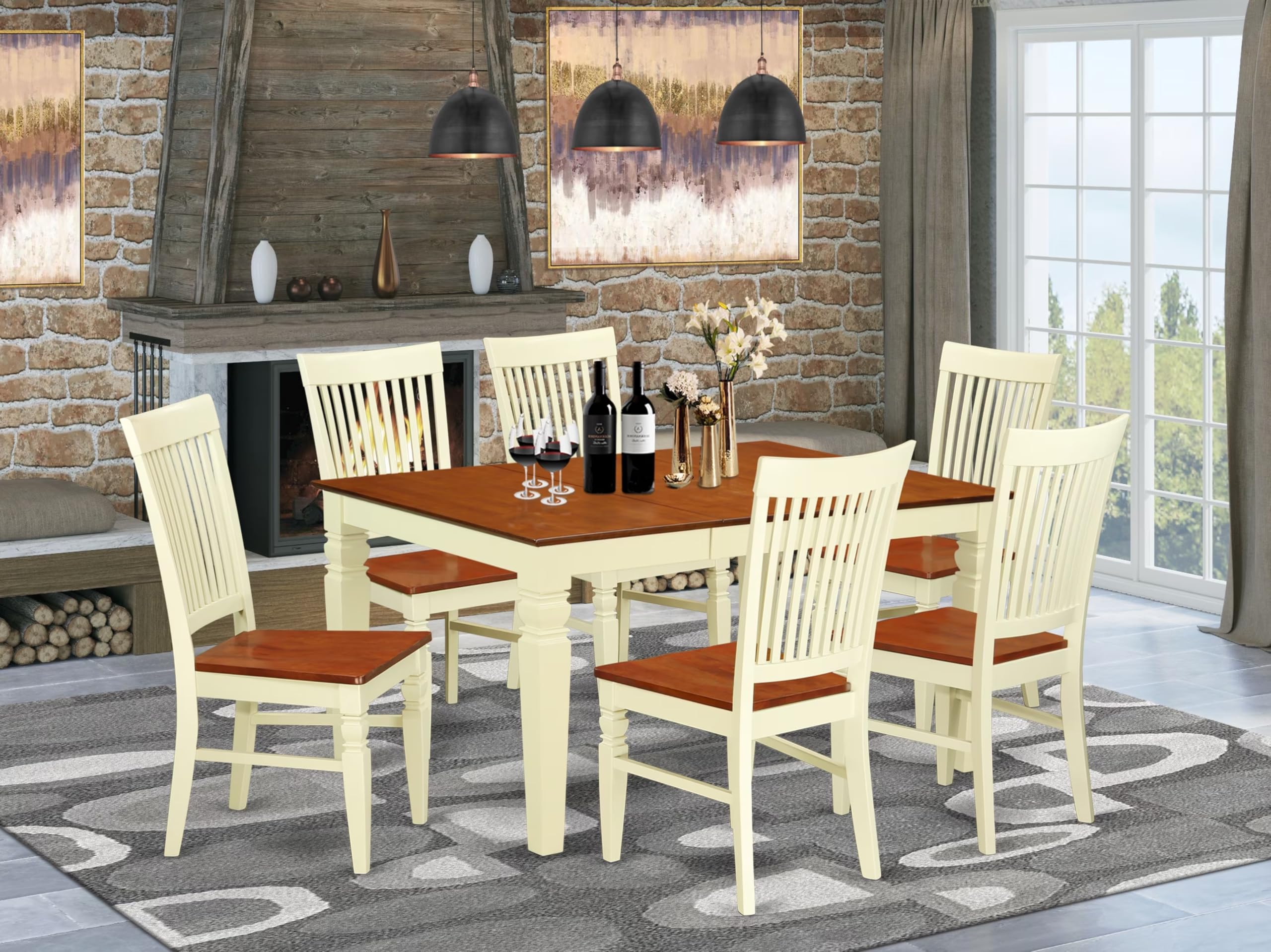 East West Furniture West7-Bmk-W 7 Piece Kitchen Table Set - Thumbnail 2