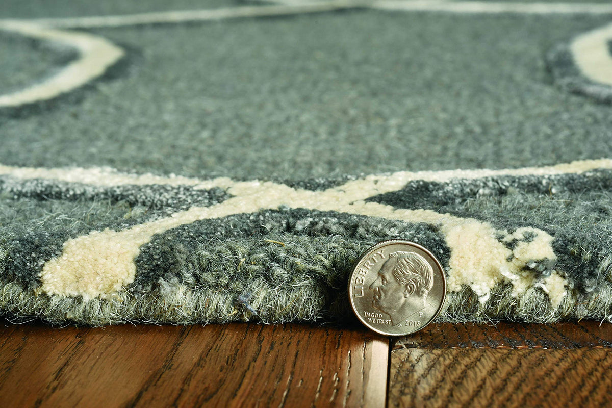 HomeRoots Wool/Viscose 27' X 96' X 0.'5' Charcoal Wool/Viscose Rug