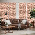 Ambesonne Retro Window Curtains Pack Of 2, Sixties And Seventies Style Geometric Round Shaped Repeated Symmetric Design, Lightwe