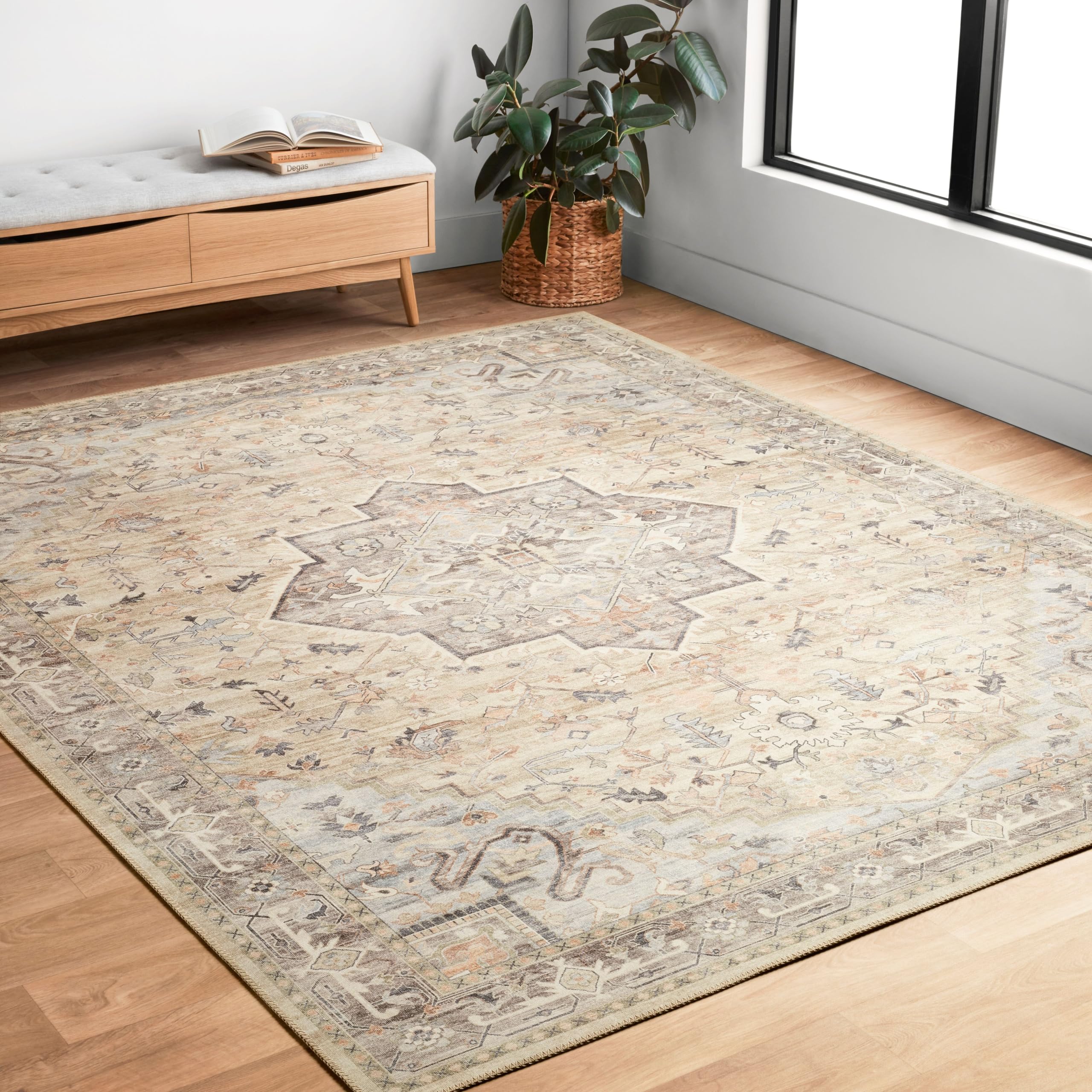 Loloi II Hathaway Collection HTH-07 Multi/Ivory 2-0 x 5-0, .25 Thick, Accent Rug, Soft, Durable, Printed, Modern, Low Pile, No