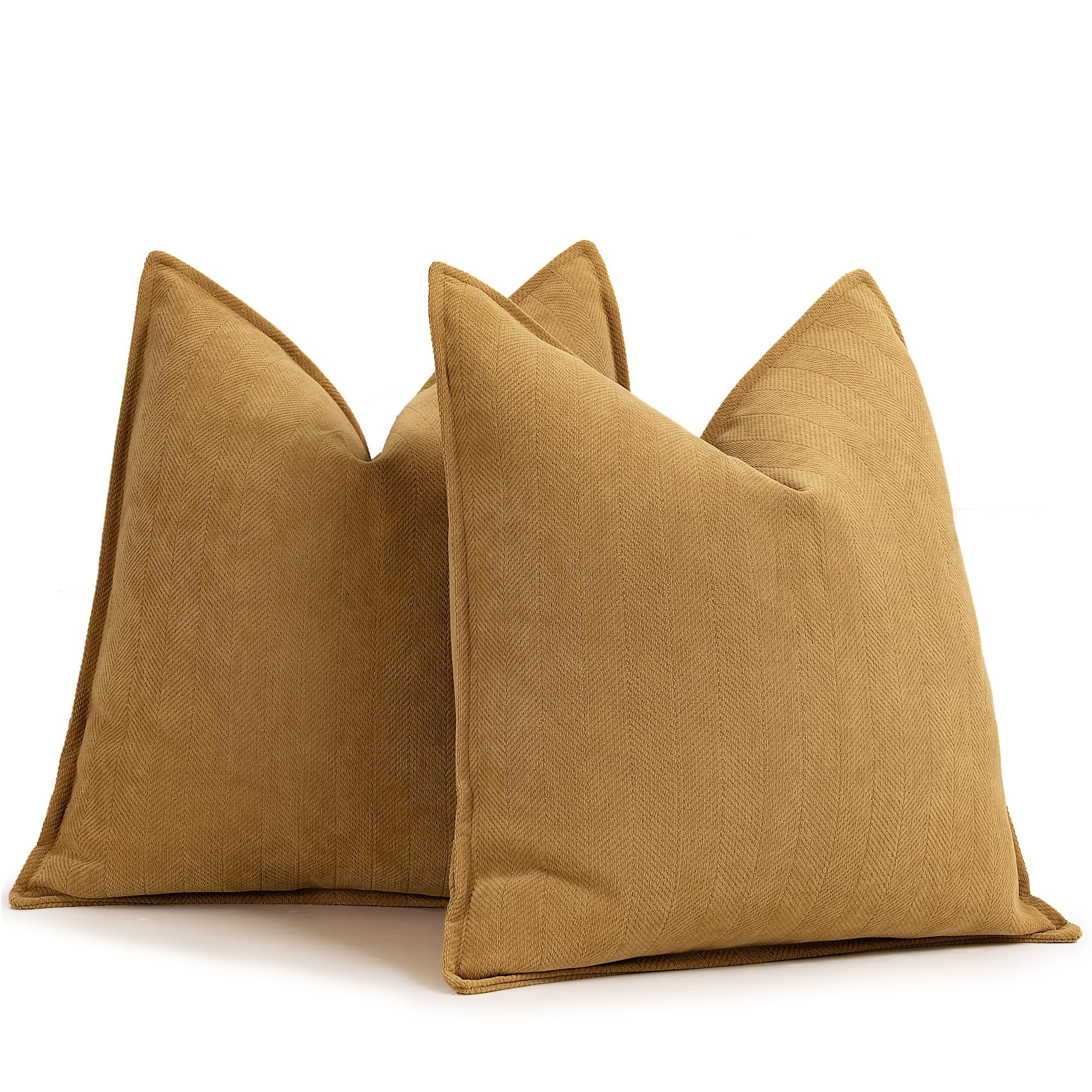 Zwjd Mustard Yellow Pillow Covers 16X16 Set Of 2 Chenille Pillow Covers With Elegant Design Soft And Luxurious Decorative Throw