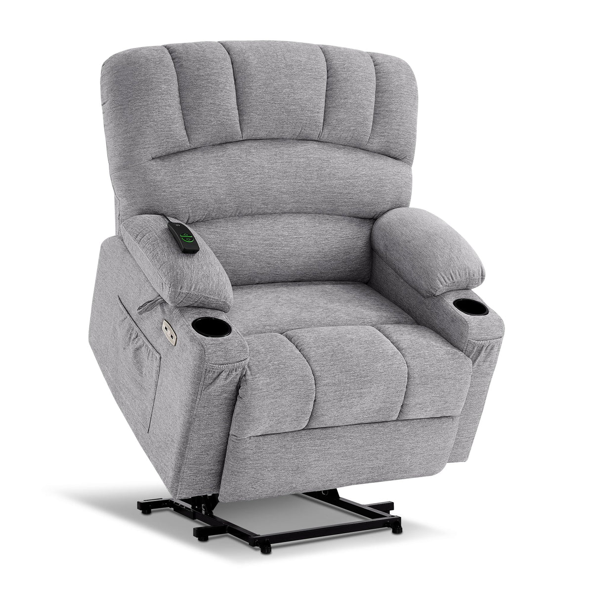 Mcombo Power Lift Recliner Chair Sofa With Massage And Heat For Big Elderly People, Cup Holders, Usb Ports, Side Pockets, Fabric