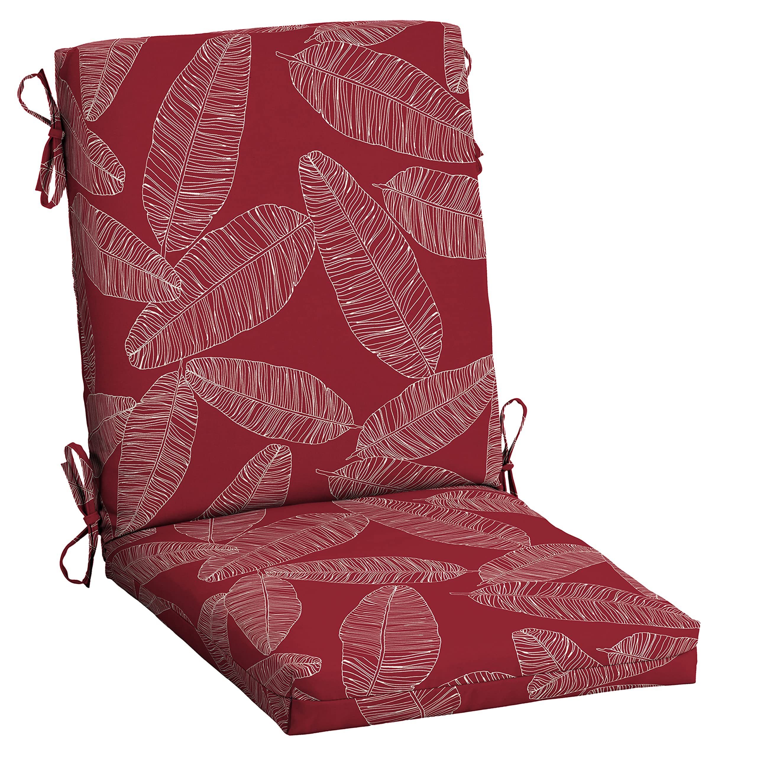 Arden Selections Outdoor Dining Chair Cushion 20 X 20, Rain-Proof, Fade Resistant 20 X 20, Red Leaf Palm