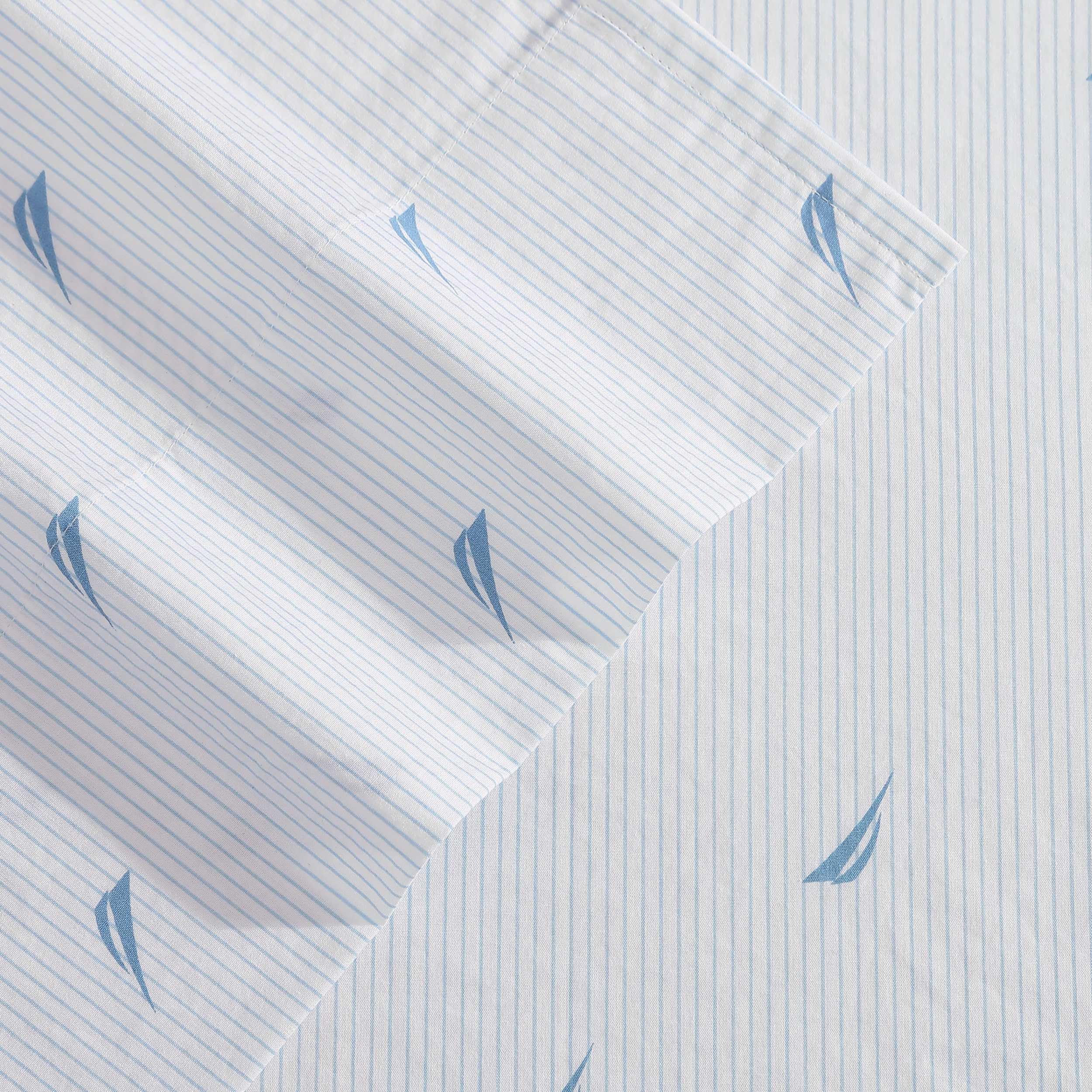 Nautica - Full Sheets, Cotton Percale Bedding Set, Casual Home Decor (Boat Stripe Pale Blue, Full)