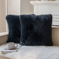 Neelvin Black Faux Fur Cozy Fluffy Double-Sided Decorative Throw Pillow Covers 20X20 Inch Set Of 2,Velvet Pillowcase Cushion Cas
