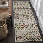 Safavieh Amsterdam Collection Area Rug - 5'1'' X 7'6'', Light Grey & Multi, Moroccan Boho Design, Non-Shedding & Easy Care, Idea