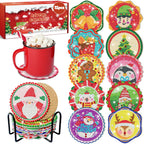 12 Days of Christmas Advent Calendar Diamond Painting Coasters, DIY Crafts Gem Diamond Art Kits for Adults, Elderly Parents, Chr
