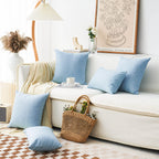 Home Brilliant Blue Throw Pillow Cover Linen European Decorative Pillow Case Large Cushion Cover For Patio Floor Garden, 24X24(6