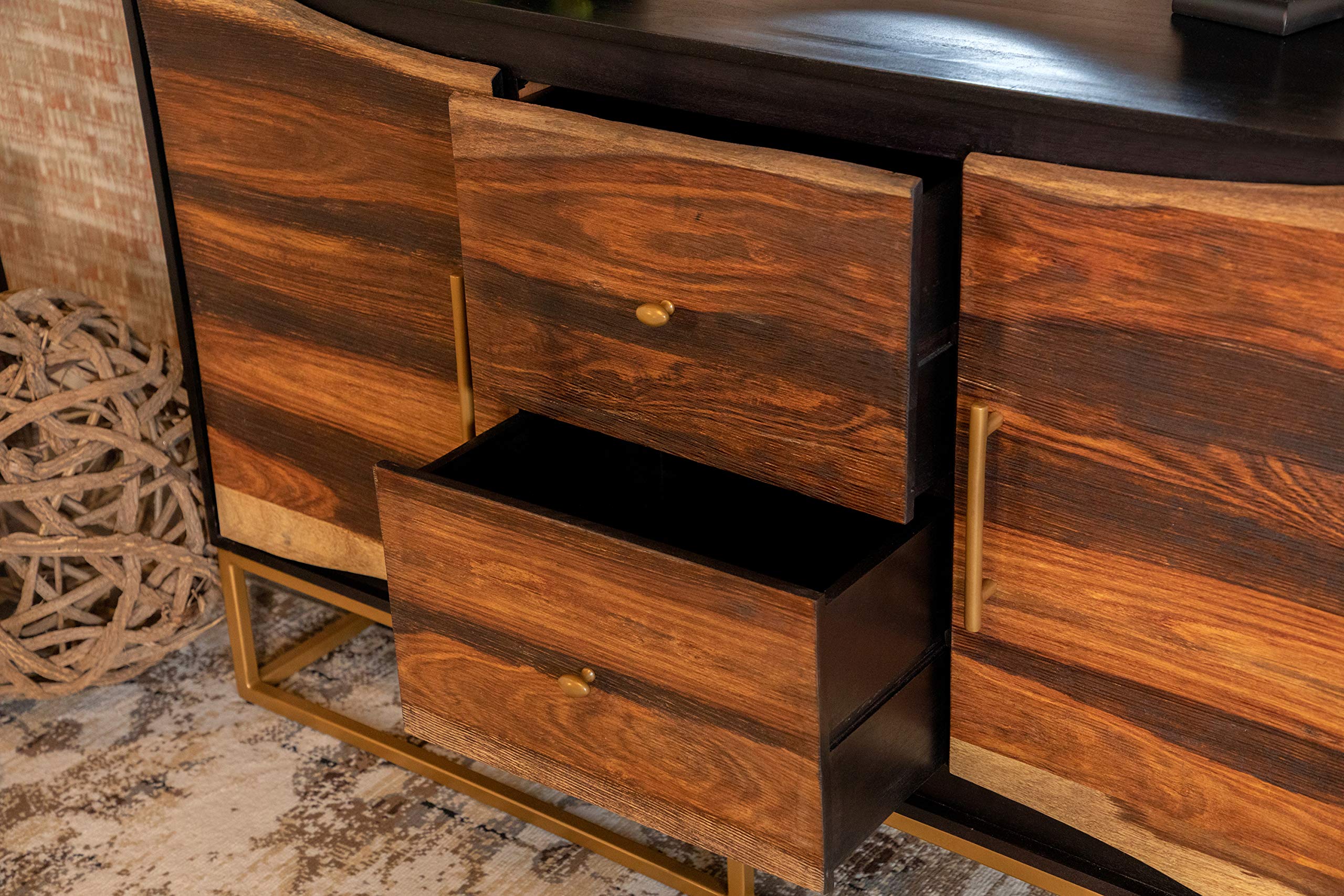 Coaster Home Furnishings 2-Drawer Accent Cabinet Black Walnut and Gold