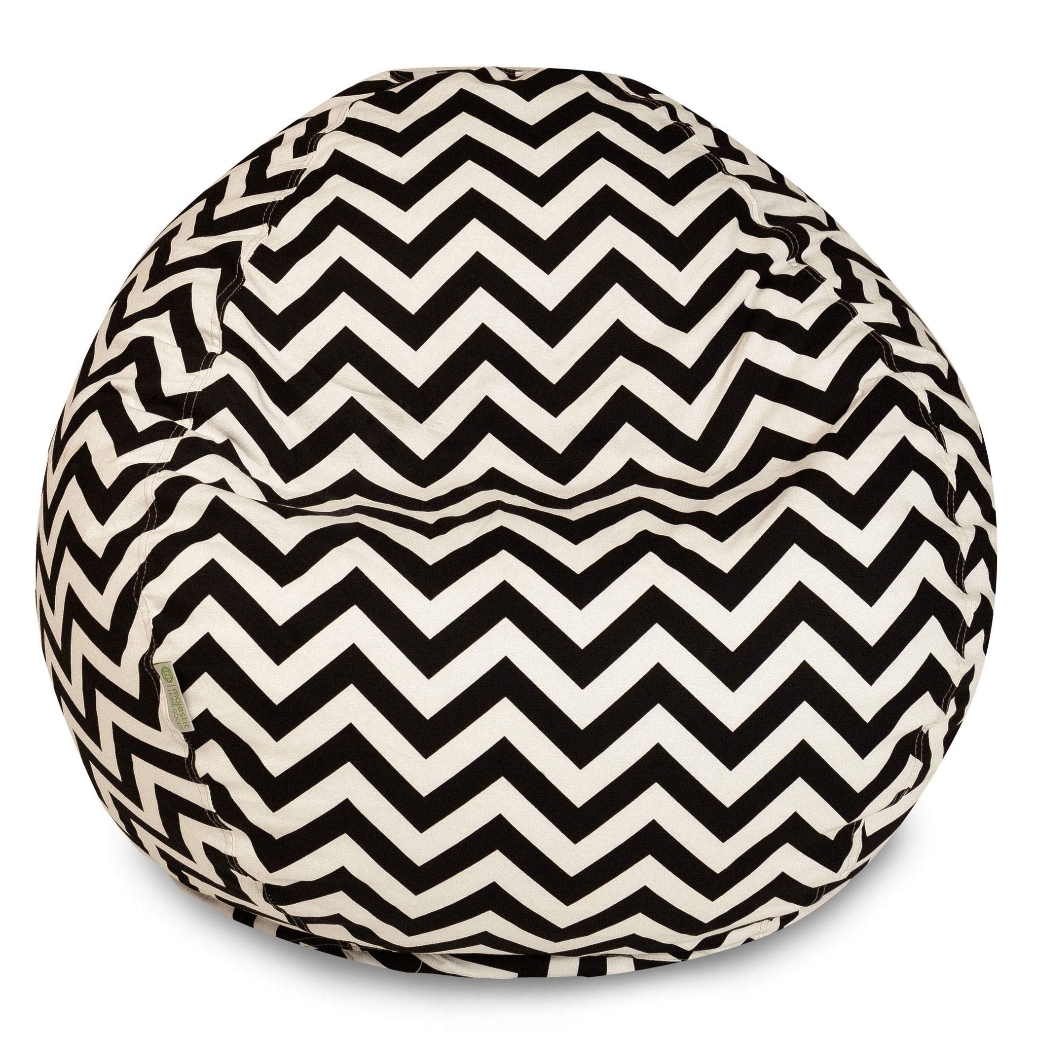 Majestic Home Goods Classic Bean Bag Chair - Chevron Giant Classic Bean Bags for Small Adults and Kids (28 x 28 x 22 Inches) (Bl
