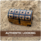 Nautical Cove Pirate Treasure Chest With Iron Lock And Skeleton Key - Wooden Storage And Decorative Box (Medium 11 X 6 X 6.75)