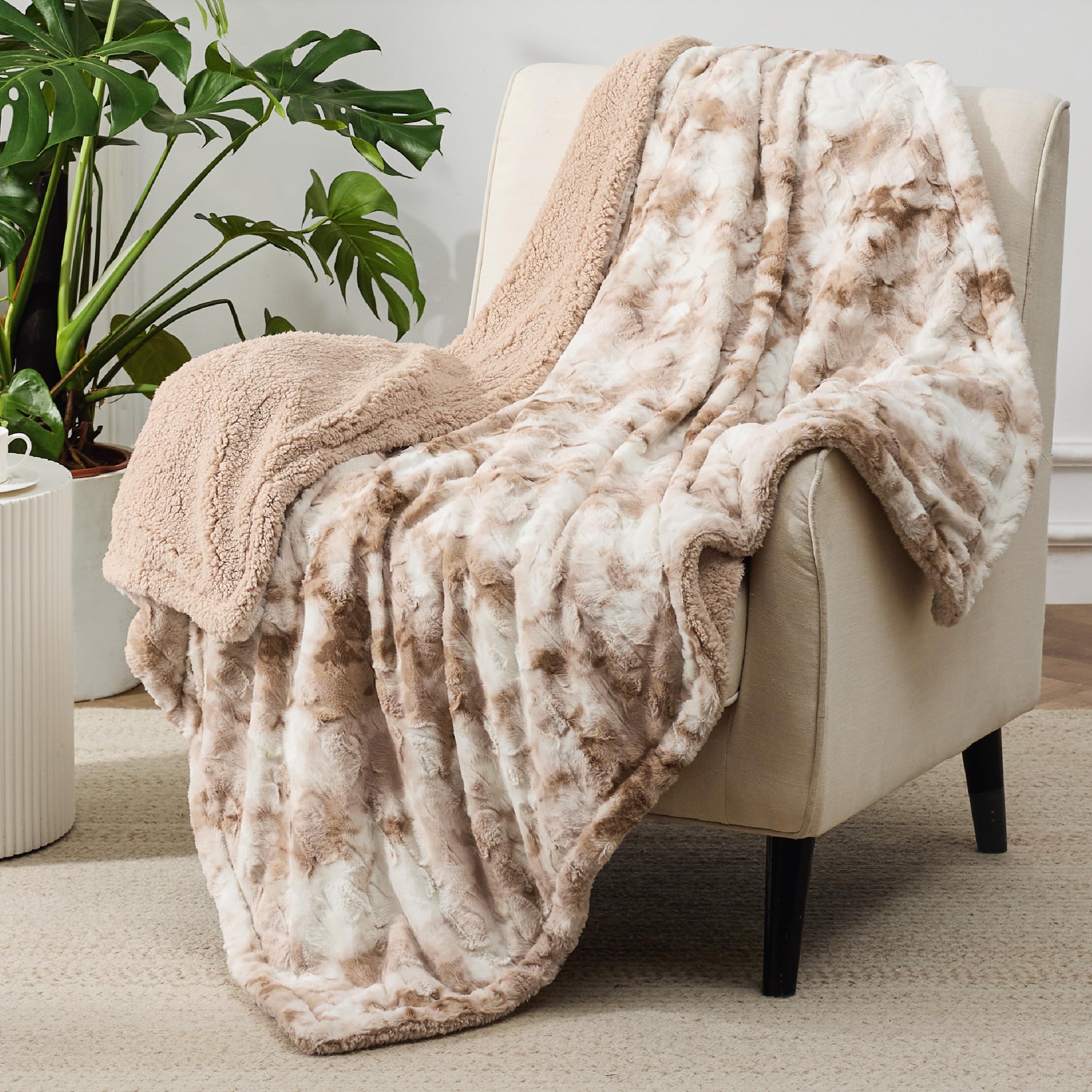 Bedsure Fuzzy Blanket For Couch - Taupe, Soft And Warm Sherpa, Cozy And Furry Faux Fur, Reversible Throw Blankets For Sofa And B