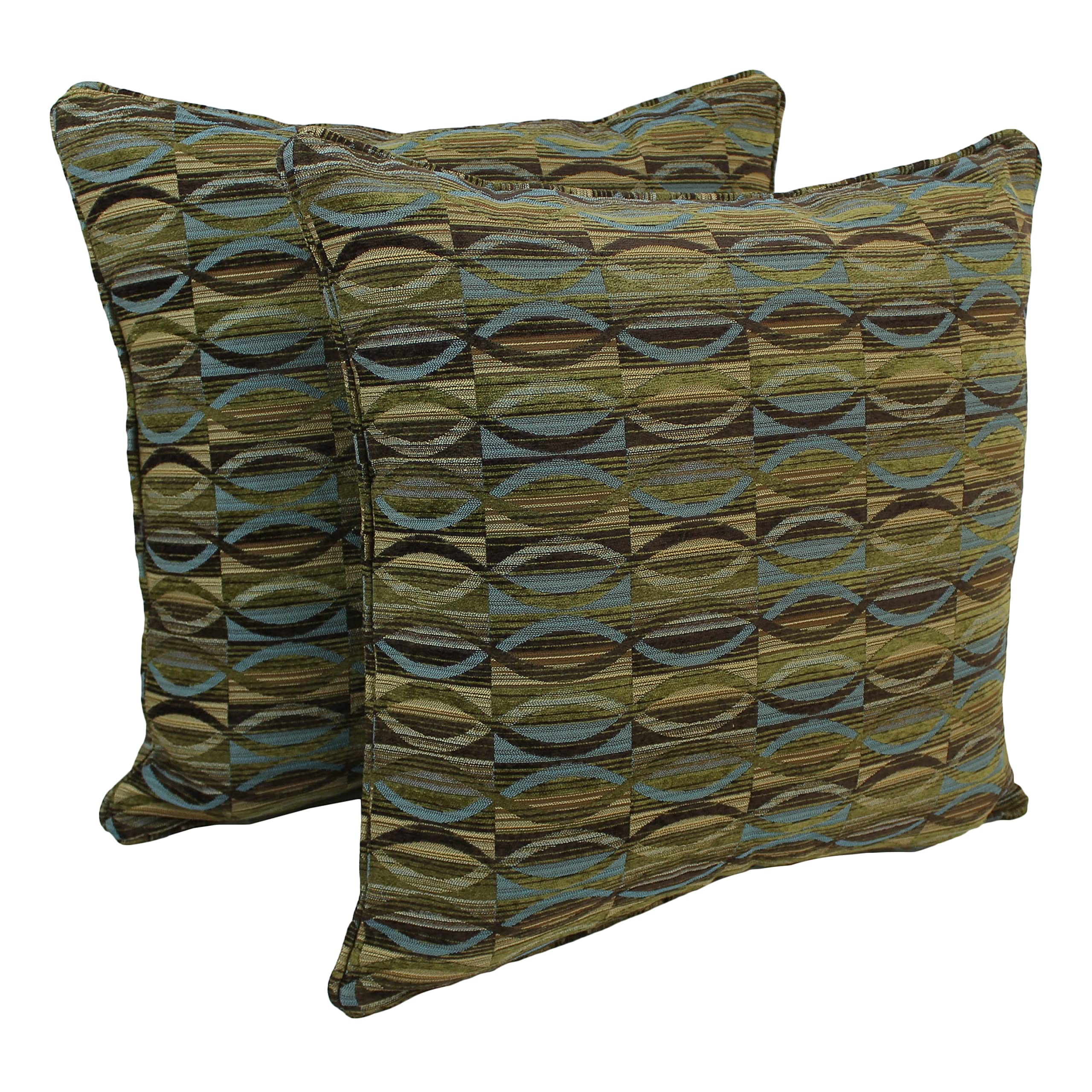 Blazing Needles Corded Jacquard Chenille Floor Pillows (Set of 2), 25&quot;, Earthen Waves