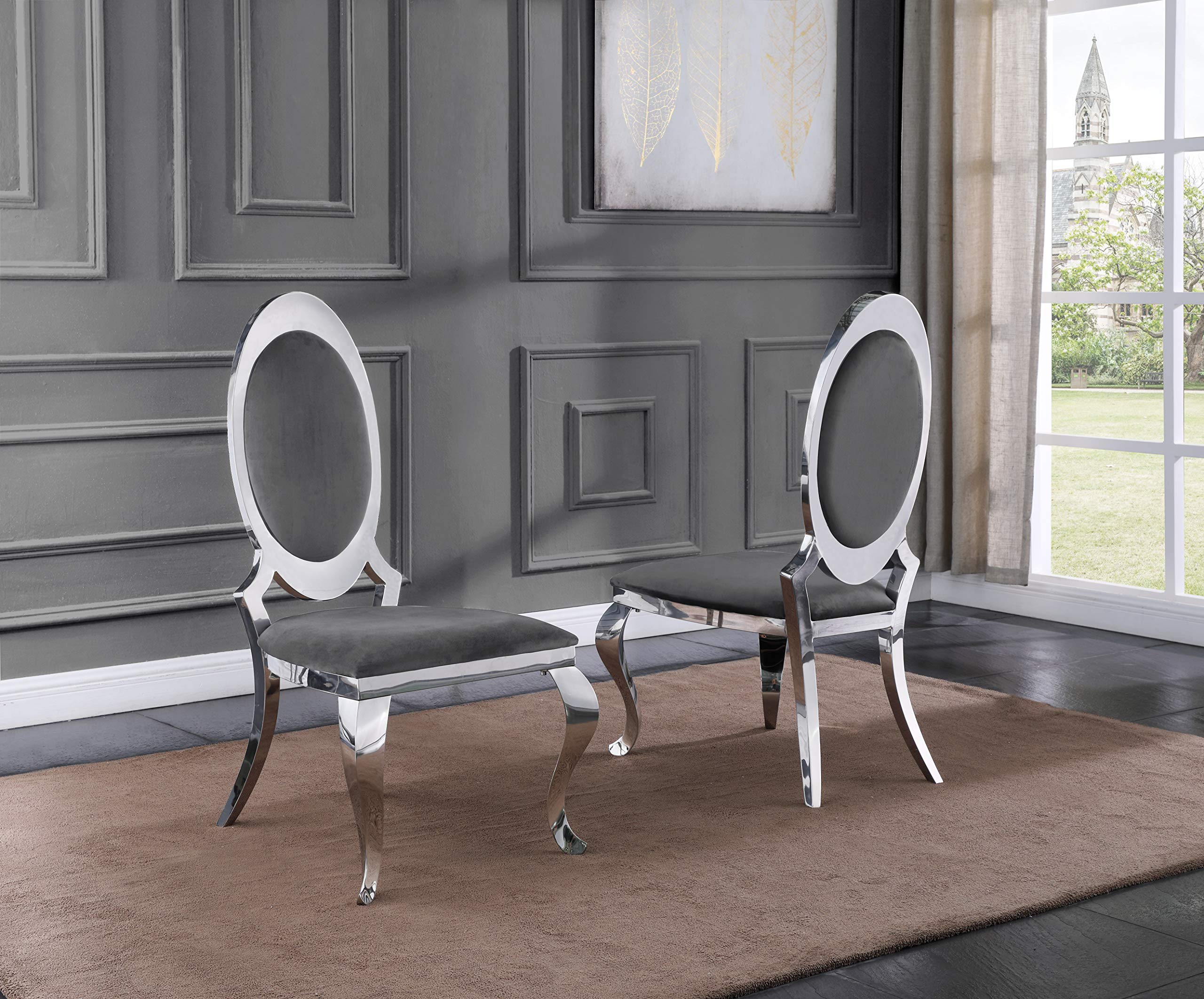 Best Quality Furniture Sc180 Dining Chairs, Gray