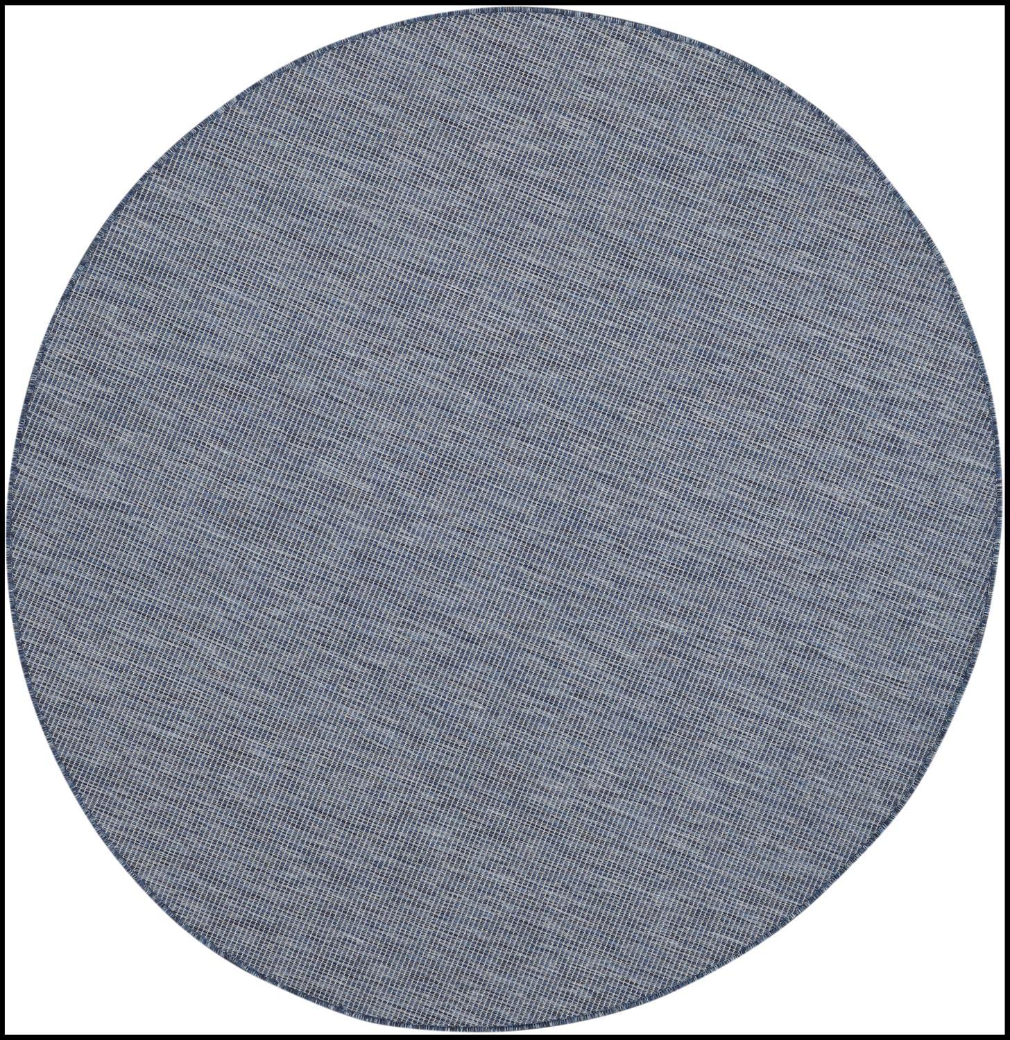 Nourison Positano Indoor/Outdoor Navy Blue 8' X Round Area Rug, Easy Cleaning, Non Shedding, Bed Room, Living Room, Dining Room,