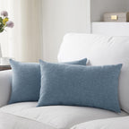 Meekio Set Of 2 Deep Grey Blue Pillow Covers 12 X 20 Inch Farmhouse Boho Decorative Throw Pillow Covers Linen Cushion Covers For Sofa Couch Décor