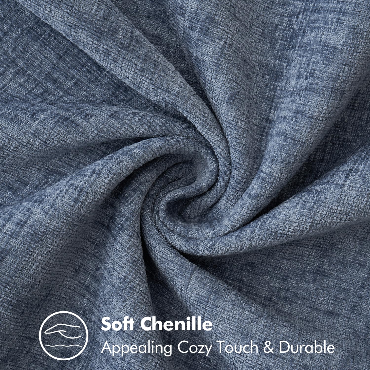 MIULEE Pack of 2 Dark Grey Blue 20x20 Inch Chenille Couch Throw Pillow Covers - Decorative Soft Stitched Edge for Living Room Sofa