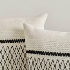 Zeemart 2 Packs Cotton Boho Throw Pillow Covers 18X18 Inch Grid Black, Soft Farmhouse Decorative Couch Pillow Cases Black Cushion Covers For Sofa Bed Living Room Home Decor