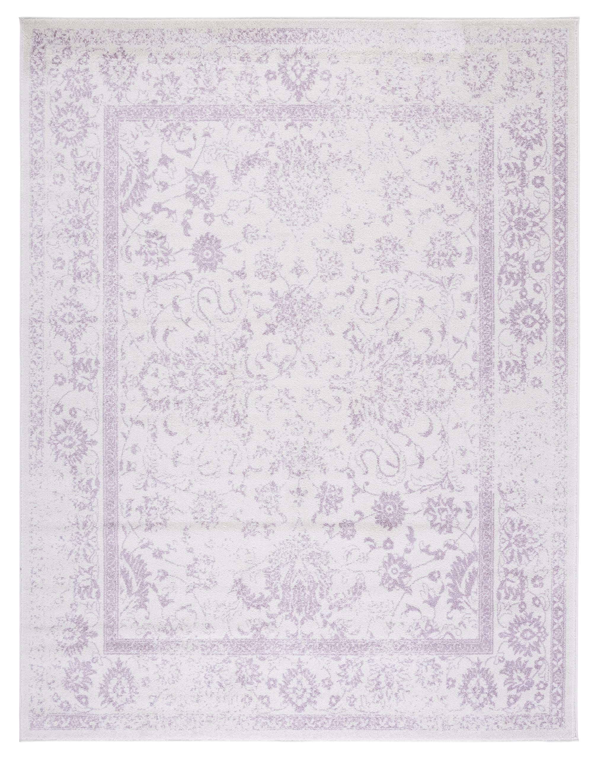 SAFAVIEH Adirondack Collection Area Rug - 8 x 10, Ivory & Lavender, Oriental Distressed Design, Non-Shedding & Easy Care, Idea