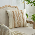Mayler Yee Throw Pillow Covers 20 X 20 Inch 1Pc For Farmhouse Living Room, Cotton & Burlap Textured Striped Woven Boho Pillow Co