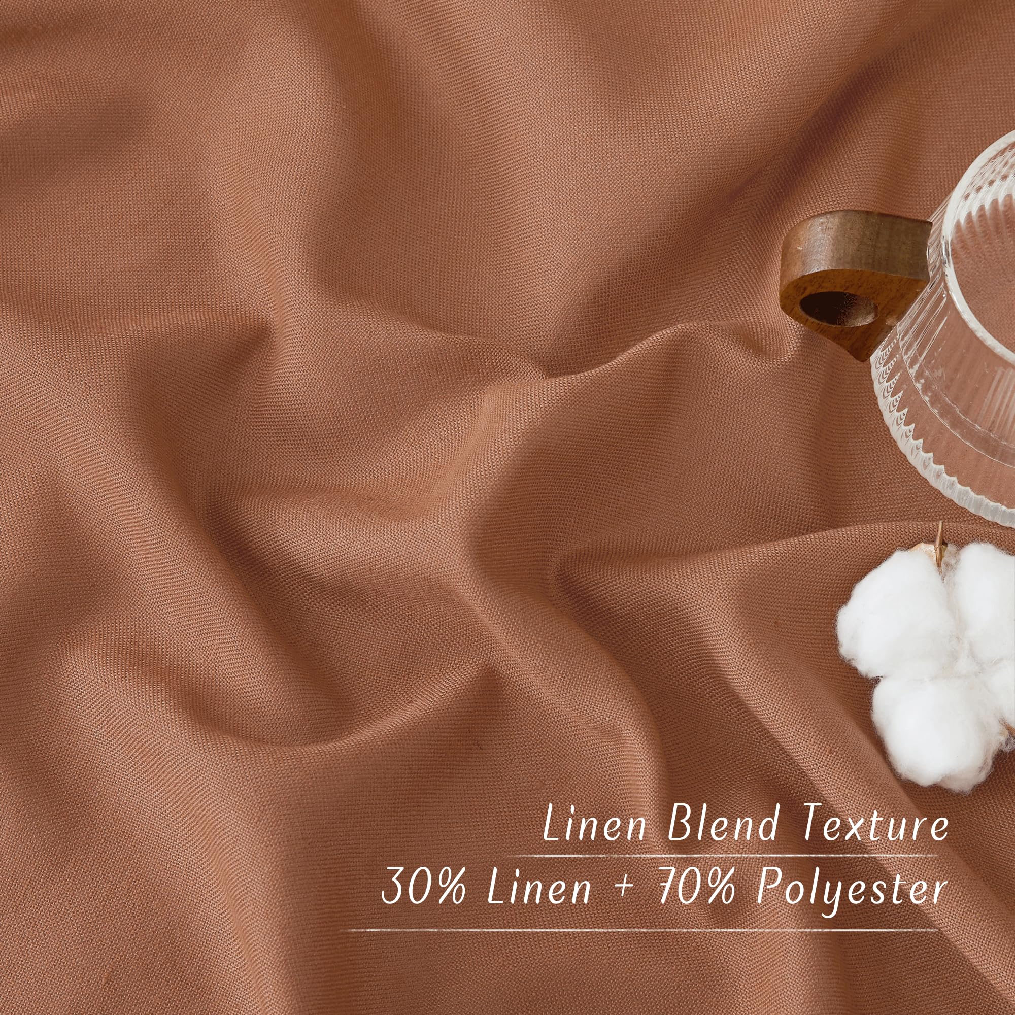 NICETOWN Caramel Linen Curtains 96 Long, Grommet Window Treatments for Living Room & Bedroom, 55W x 96L, 2 Panels, Light Filtering Privacy