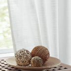 FMFUNCTEX Linen Semi Sheer White Curtains for Bedroom Living Room, Curtain Panels 63 Inch Length Sheer Linen Textured Window Dra