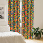 Ambesonne Building Blocks Window Curtains, Themed Digital Design Toy Dotted Matching Rectangles Print, Lightweight Decor 2-Panel