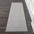 Nourison Jubilant Floral Ivory/Grey 23 x 73 Area-Rug, Easy-Cleaning, Non Shedding, Bed Room, Living Room, Dining Room, Kit