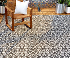 Nicole Miller New York Patio Country Danica Transitional Geometric Indoor/Outdoor Area Rug, Black/Grey, 3'11'X5'2'