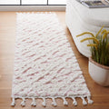 SAFAVIEH Moroccan Tassel Shag Collection Runner Rug - 23 x 8, Ivory & Pink, Plush 2-inch Thick, Ideal for High Traffic Areas i