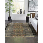 Liora Manne Marina Low Profile Durable Indoor/Outdoor Woven Rug- Tribal Stripe Black 4'10' X 7'6'