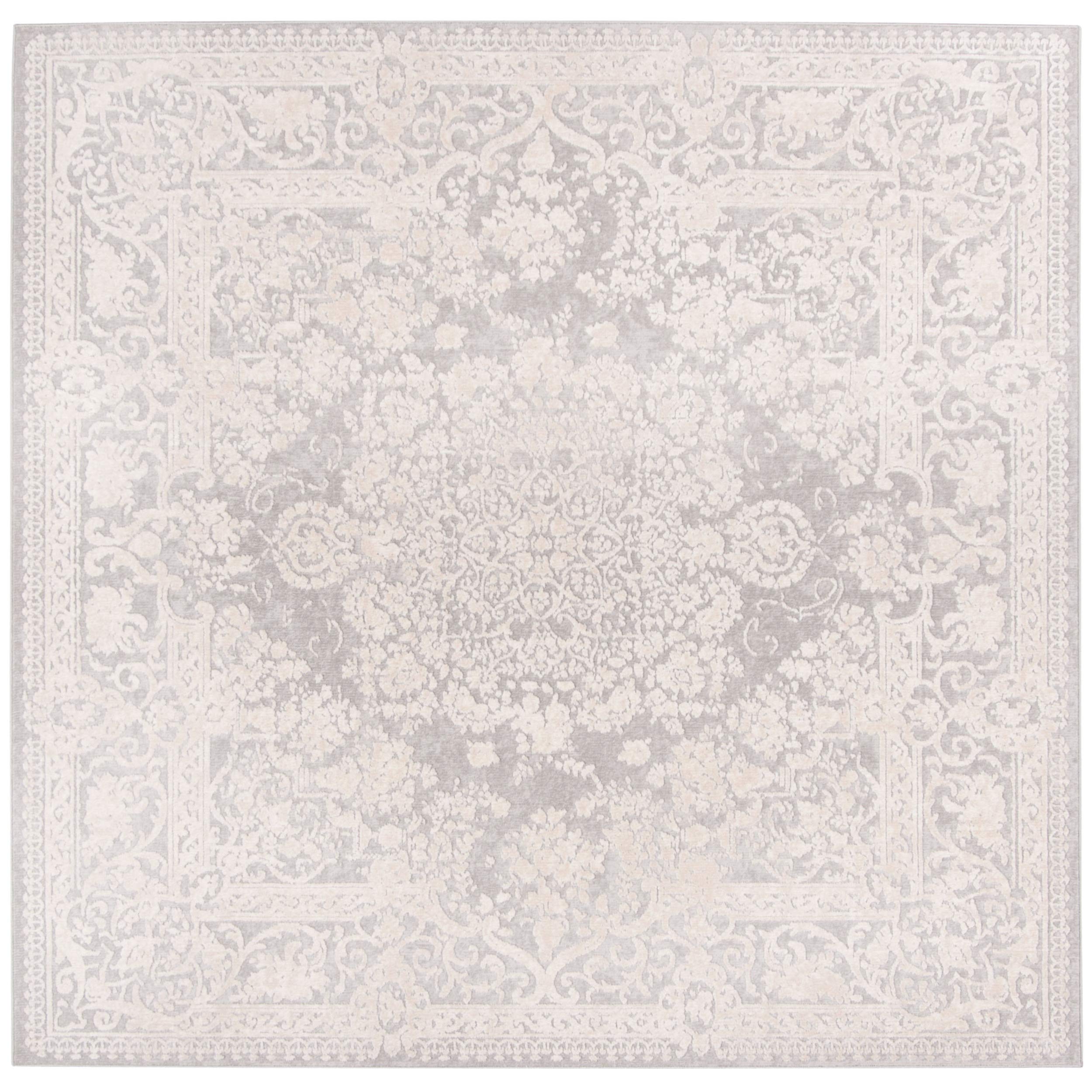 Safavieh Reflection Collection 5' Square Light Grey/Cream Rft664C Vintage Distressed Area Rug