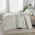 Honeilife Floral Duvet Cover Queen - 100% Cotton Comforter Cover, Soft & Breathable Bedding Duvet Cover Sets With Zipper Closure