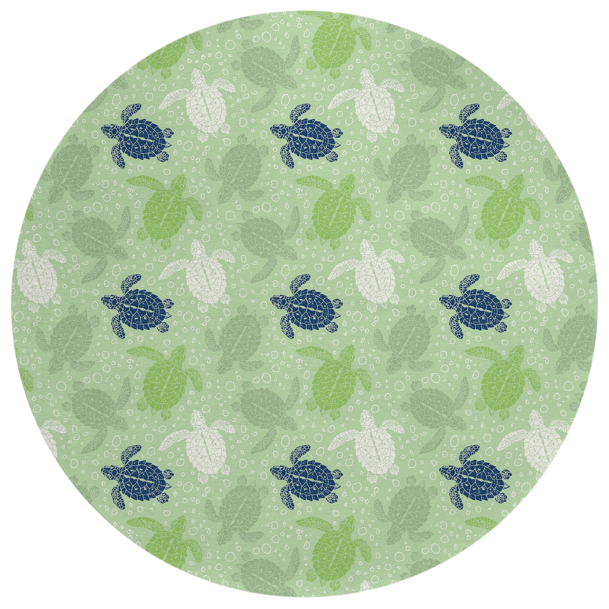 Addison Rugs Surfside Asr43 Green 8' X 8' Indoor Outdoor Round Rug, Easy Clean, Machine Washable, Non Shedding, Bedroom, Living Room, Dining Room, Kitchen, Patio Rug