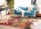 Safavieh Madison Collection Accent Rug - 4' X 6', Fuchsia & Gold, Boho Abstract Distressed Design, Non-Shedding & Easy Care, Ide