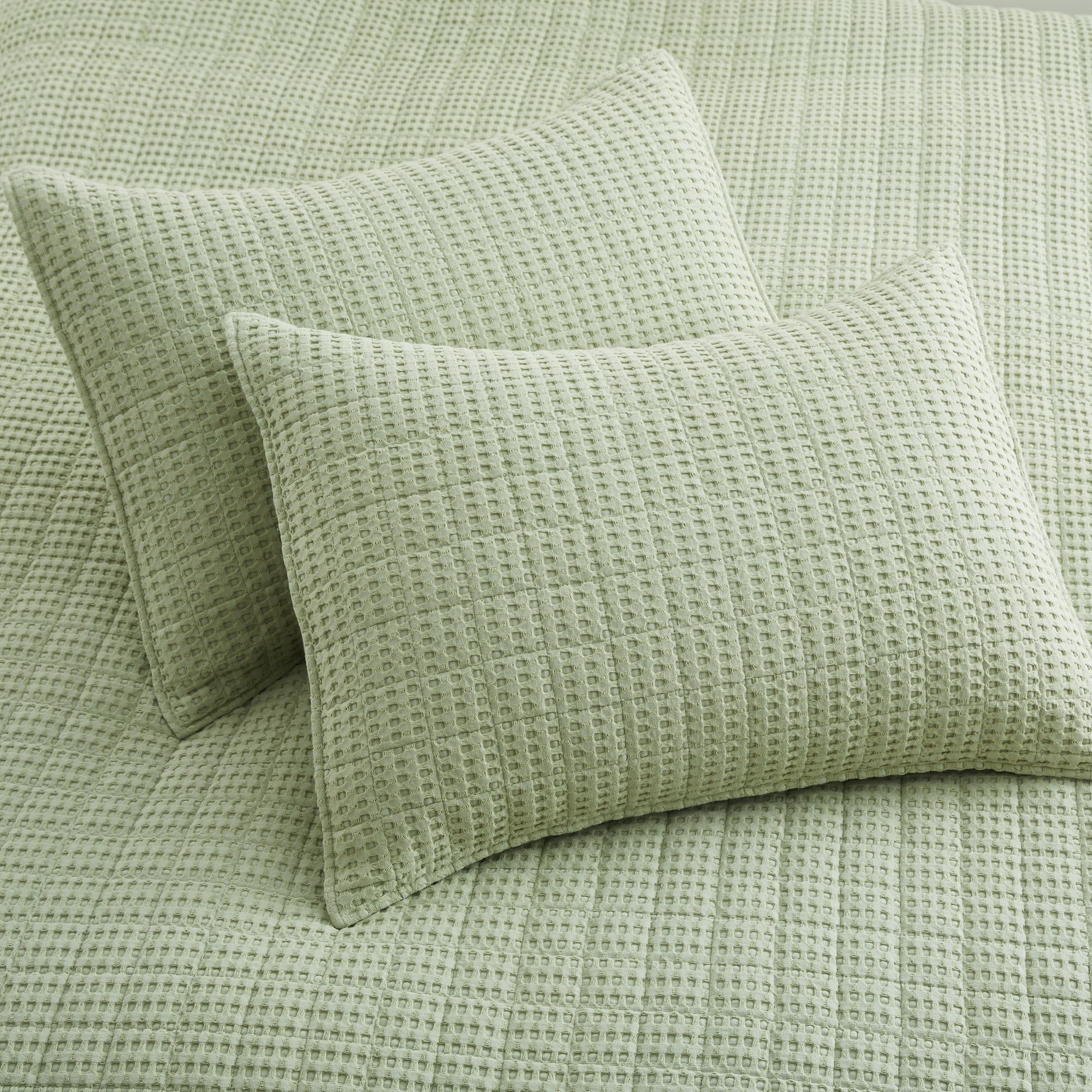 Levtex Home - Mills Waffle - Full/Queen Quilt Set - Desert Sage Cotton Waffle - Quilt Size (88 X 92In.), Sham Size (26 X 20In.)