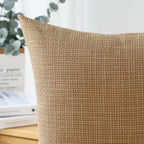 Otostar Pack Of 2 Throw Pillow Covers 24X24 Inch Linen Light Brown Pillowcases Farmhouse Decorative Solid Pillow Covers 60X60 Cm