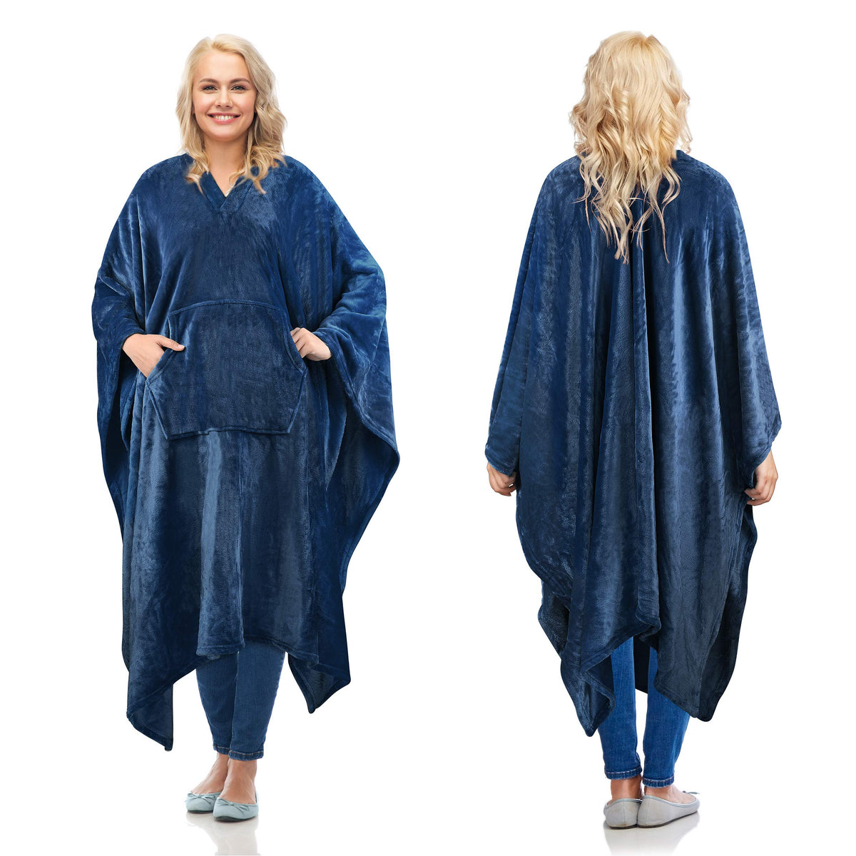 Catalonia Fleece Wearable Blanket Poncho For Women Men, Travel Wrap Blanket Cape With Pocket | Soft, Cozy, Snuggly, Gift For Her