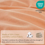 Simple&Opulence Belgian Linen Sheet Set Solid Color - 3 Pieces (1 Flat Sheet & 1 Fitted Sheet & 1 Pillowcase) Natural Flax Cotton Blend Soft Bedding Breathable Farmhouse - Peach, Twin Size