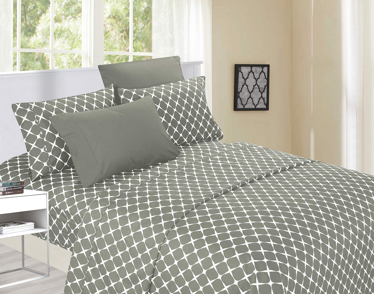 Elegant Comfort Luxury Softest And Coziest 4-Piece Bed Sheet Set, Wrinkle Resistant Milano Trellis Pattern-1500 Thread Count Egy