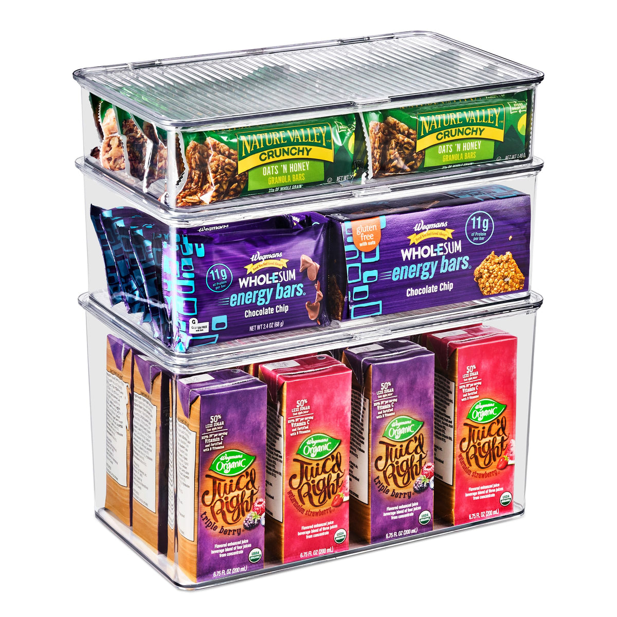 Sorbus Plastic Box with Lid, Stackable Design (Large  Medium  Small)