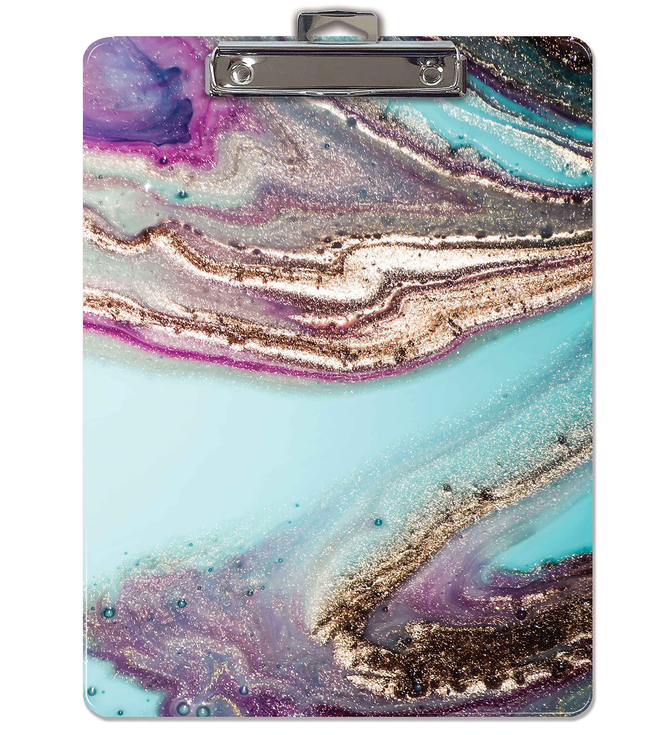 Better Office Products Fashion Clipboard, Marble Design, Standard A4 Letter Size, 12.5' X 9', Wooden Clipboard, Low Profile Cl