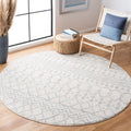 SAFAVIEH Tulum Collection Area Rug - 5 Round, Ivory & Light Grey, Moroccan Boho Distressed Design, Non-Shedding & Easy Care, Id